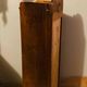 1980s solid wood bread bin decorated with a golden wheat sheaf