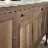 SOUBRIER Chippendale sideboard in oak, elm burl and marble