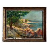 Oil on canvas The Pointe de Bacon in Antibes by M. Desgardins