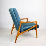 Czech Model Armchair attributed to Jiri Jiroutek in ocean blue, 1970s