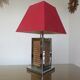 Lamp in chrome metal and 70's caning