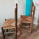 St of 2 raw wood and straw chairs