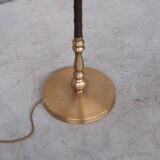 Paire de lampadaires en cuir et laiton milieu du siècle Einar Bäckström