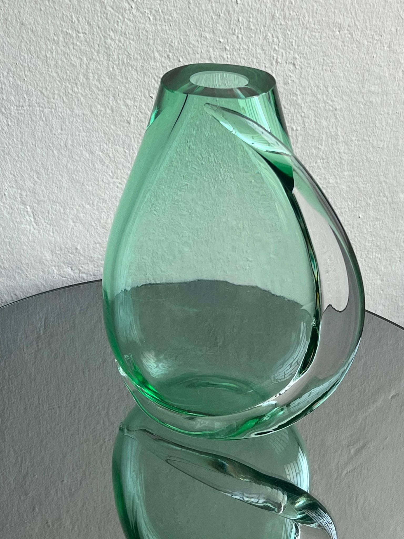 Huge green vase in Murano glass from artisan masters, Flavio Poli 1970's