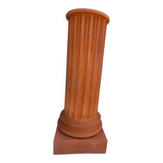 Antique fluted terracotta pedestal column