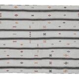 Vintage undyed wool goat hair turkish kilim rug 5' x 6'11''