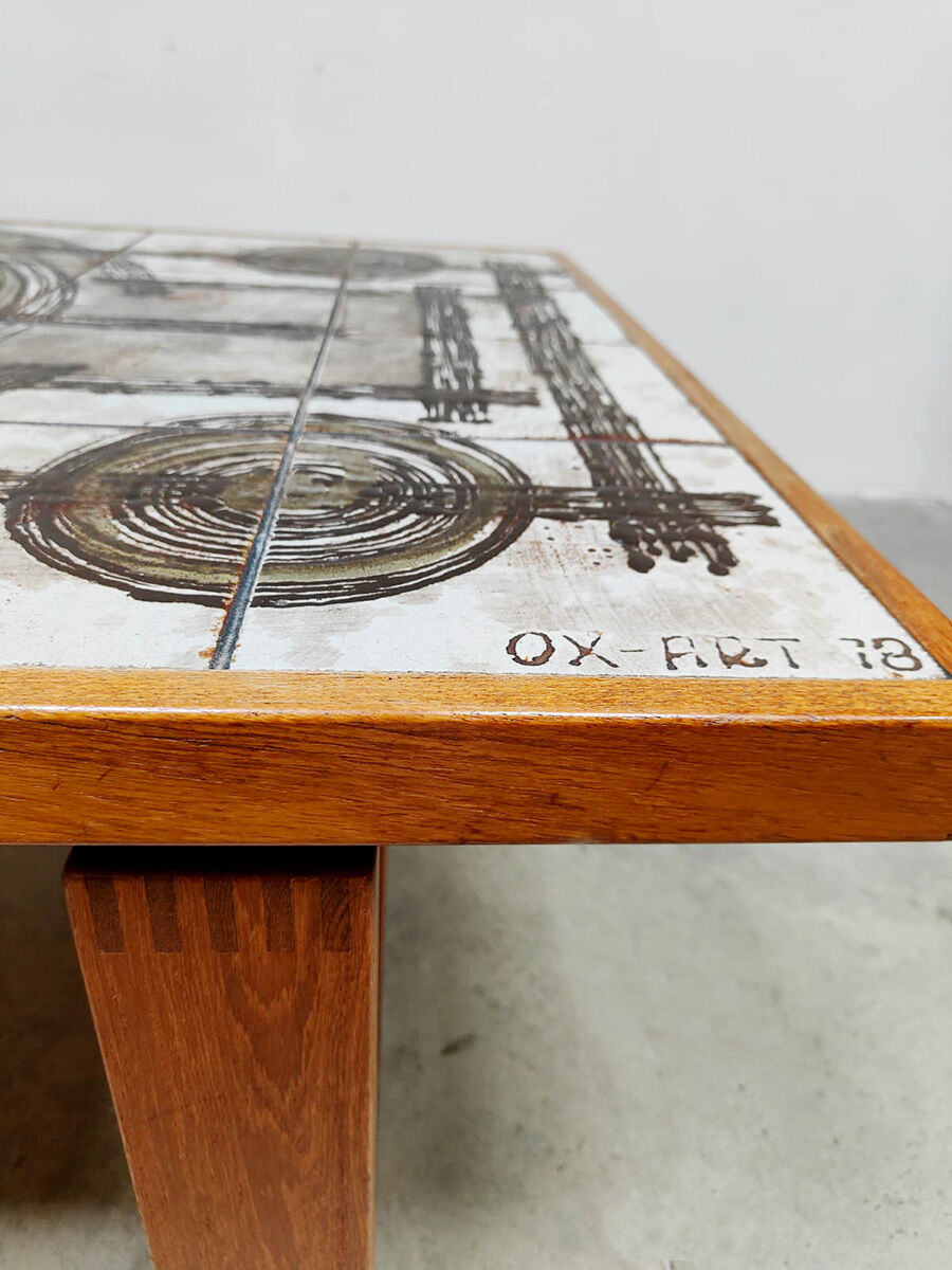 Danish teak ceramic vintage coffee table side table Ox-Art Trioh