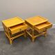 Pair of vintage bamboo & wood nightstands with drawer, 1970s