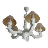 White wooden chandelier 5 branches