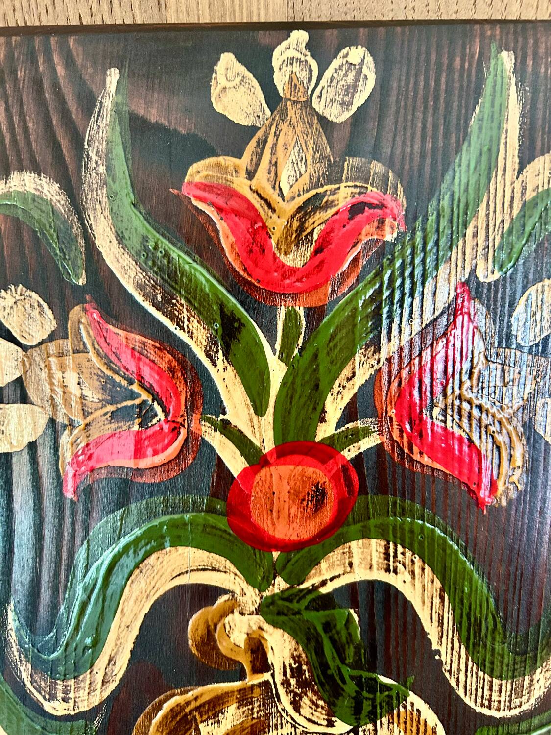 Wood painting signed, origin Alsace.