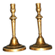 Set of 2 antique baluster candle holders in bronze – Pair of 19th-century beaded gadrooned candlesticks.