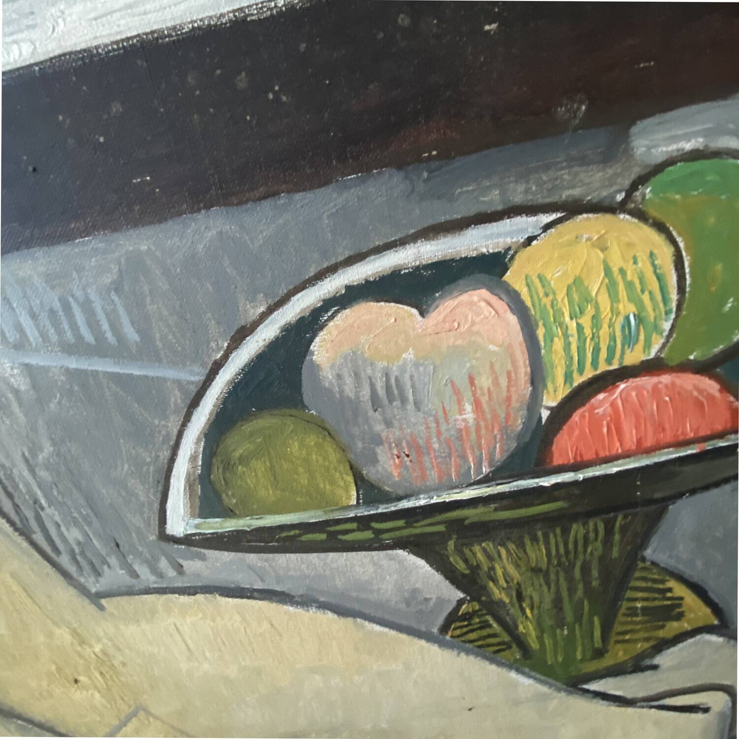 Large painting "forbidden fruits" signed