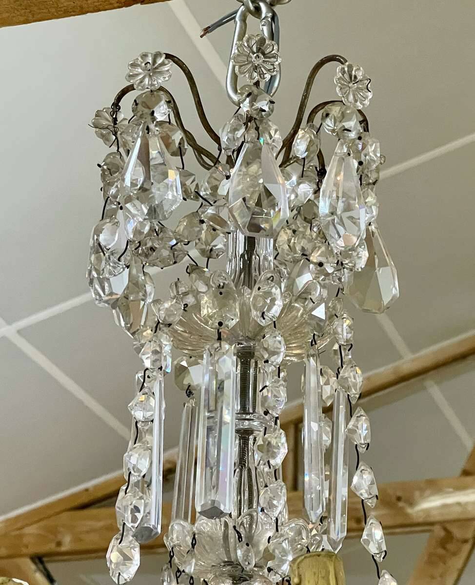 6-light crystal and bronze chandelier - 19th century