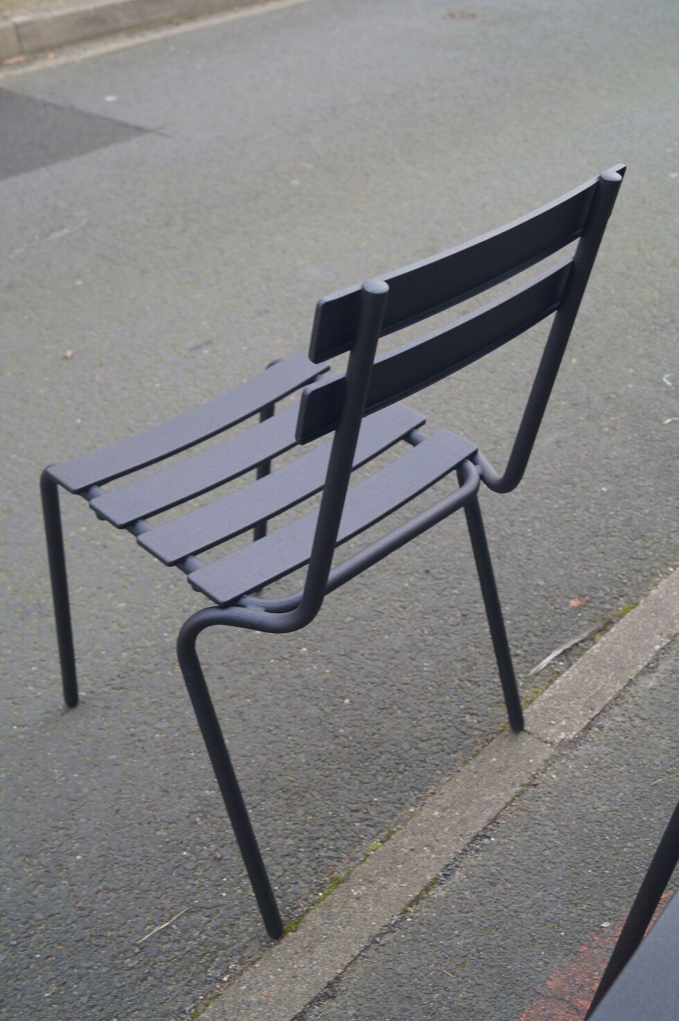 Suite of 8 steel bistro chairs