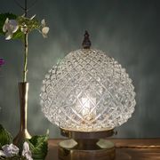 Lampe à poser globe vintage en verre moulé pointes de diamant
