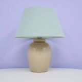 Vintage taupe table lamp green lampshade