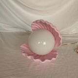 Pink shell and opaline pearl lamp, Saint-Jacques, France, 1970