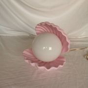 Pink shell and opaline pearl lamp, Saint-Jacques, France, 1970