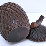 Solid vintage pine cone wood box