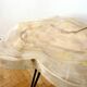 Coffee table in raw wood marbled appearance