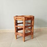 Vintage side table in bamboo and rattan 70s