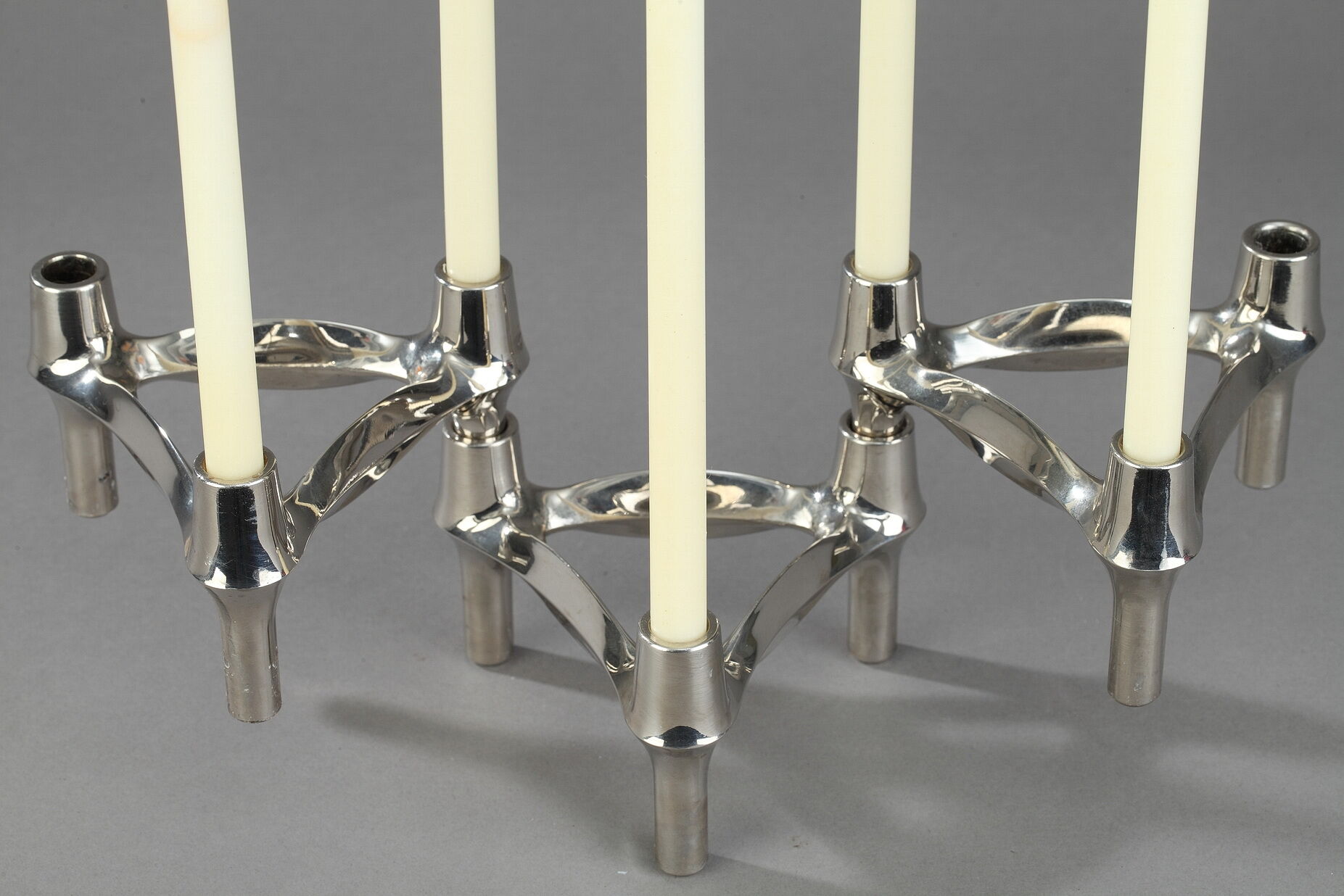 Three modular candle holders by BMF, Germany