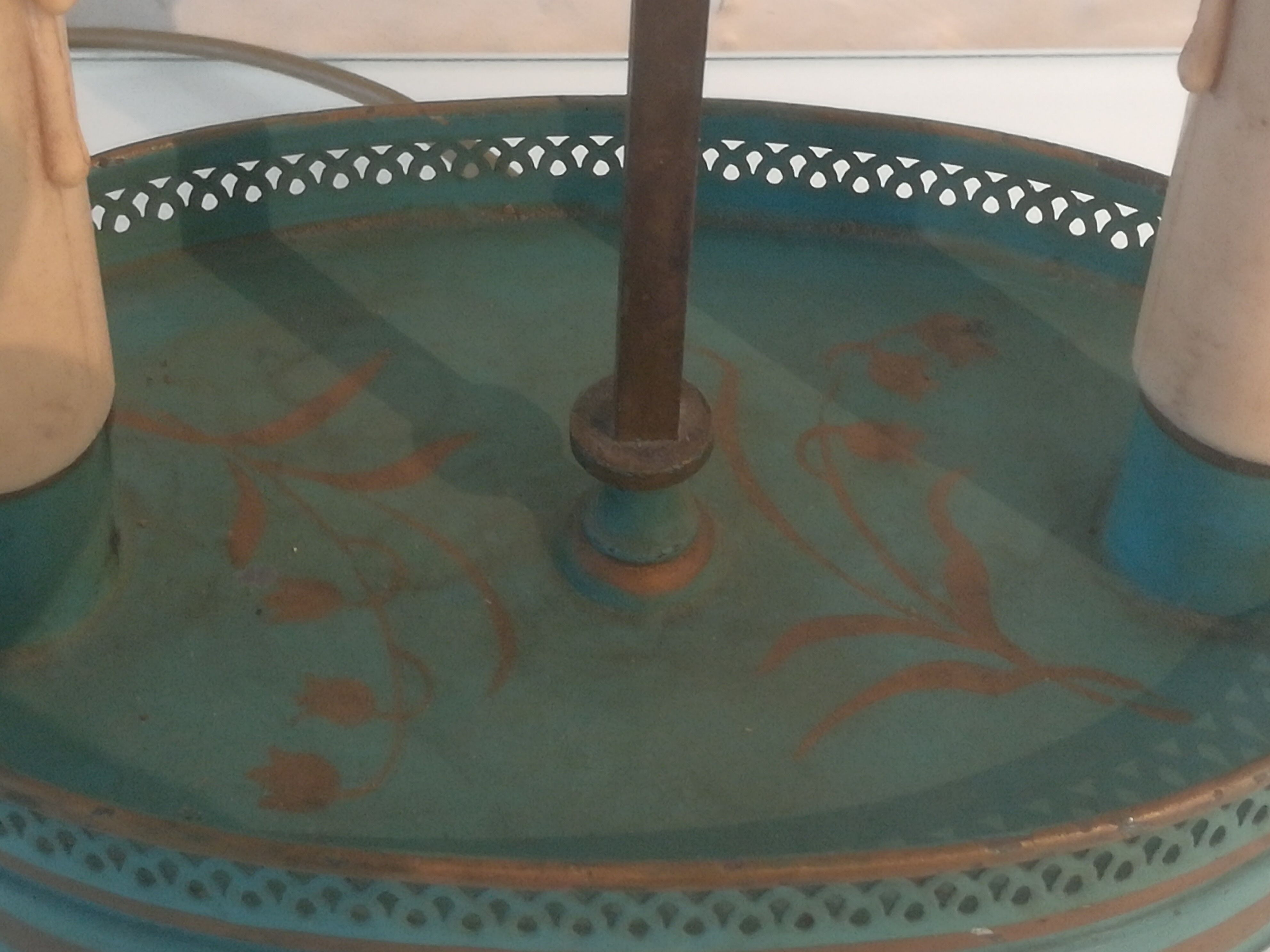 Painted metal hot water bottle lamp