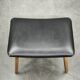 Danish Modern Beech Footstool with Black Vinyl Seat, 1960s