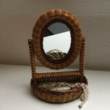Table mirror in rattan 29 x 20 cm