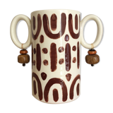 Hand-painted glazed ceramic tube vase