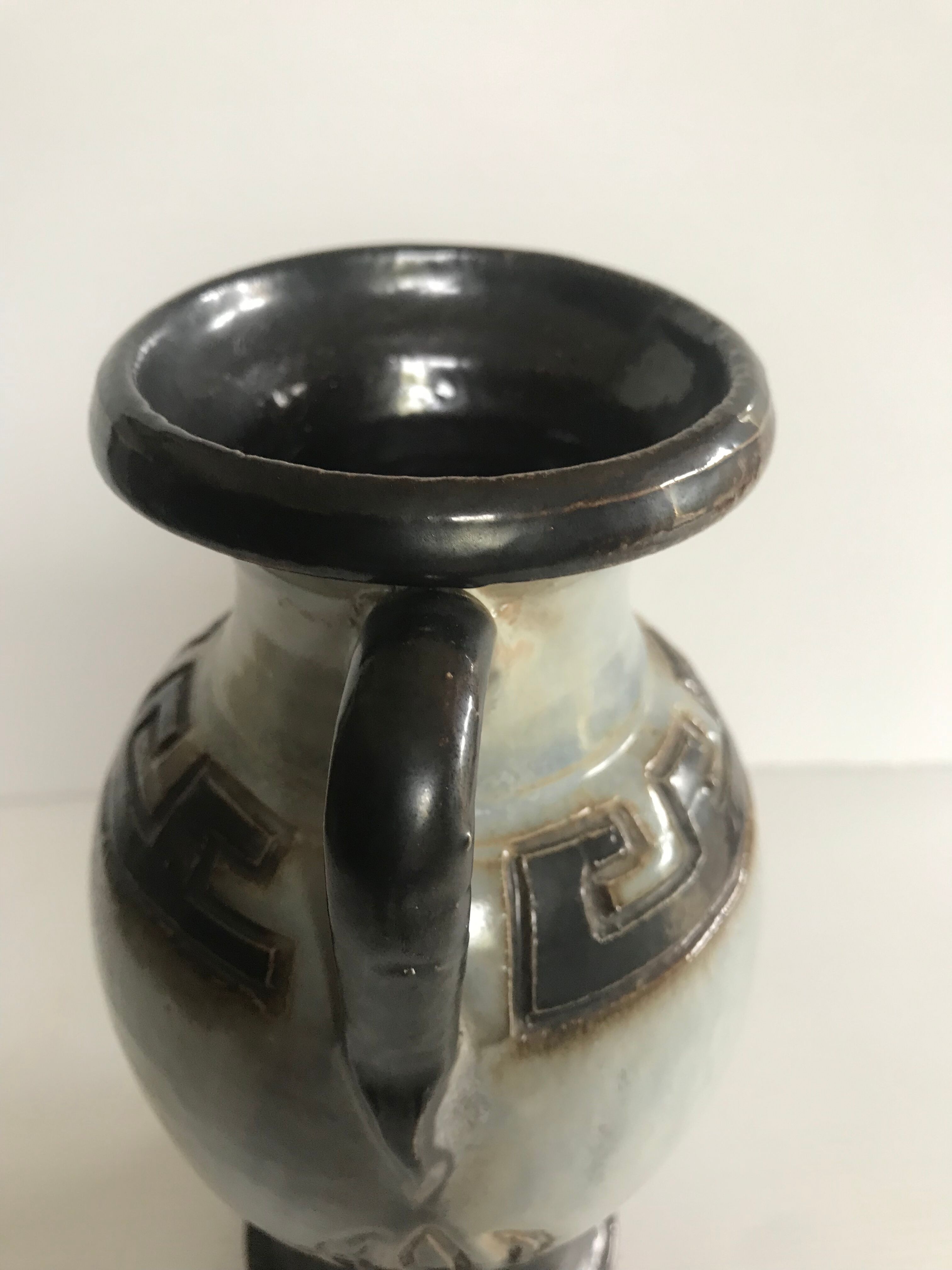 Amphora vase in sandstone signed Guérin