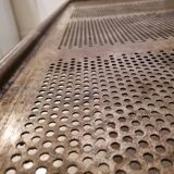 Industrial coffee table | Vintage perforated steel postal sorting table