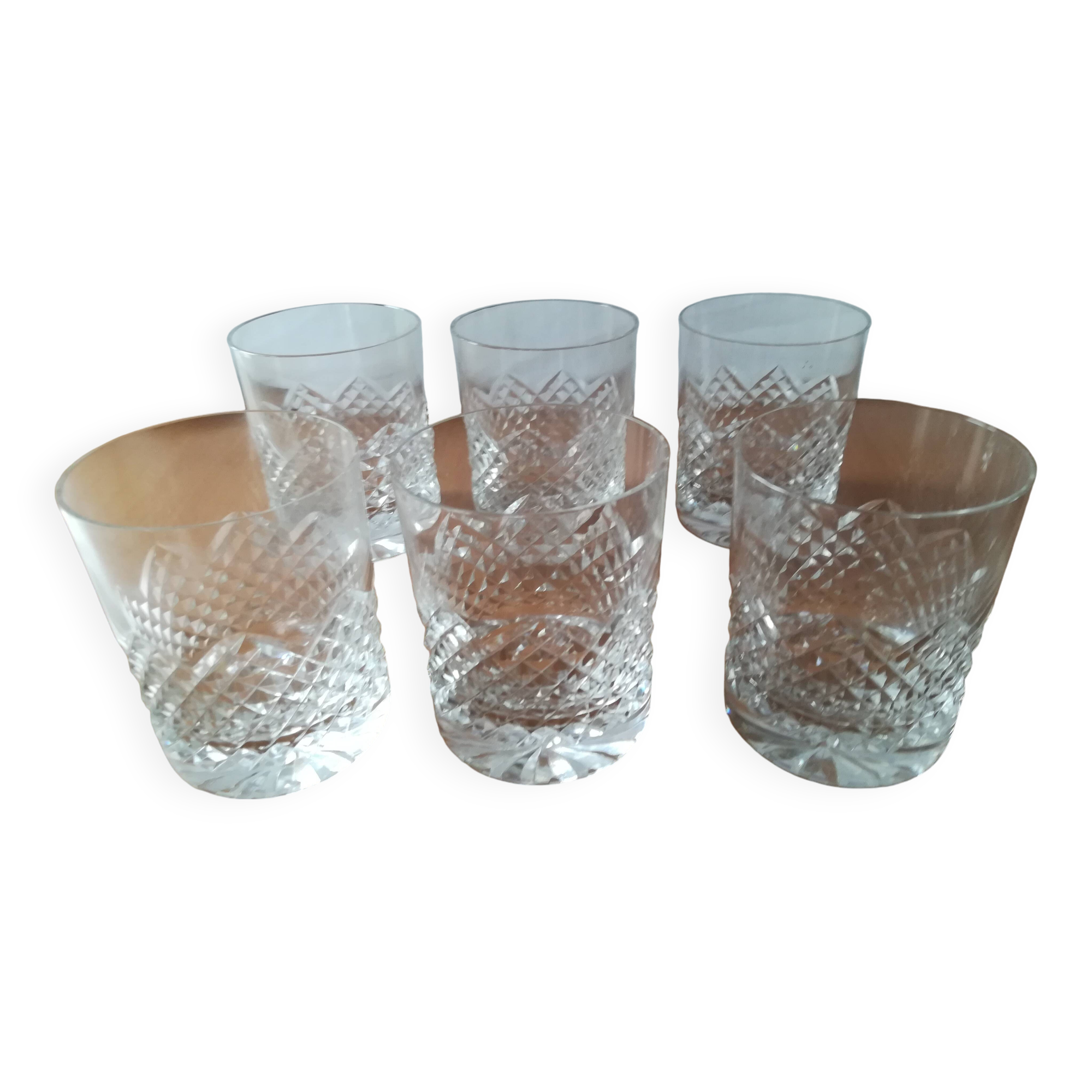 Cut crystal whisky glasses