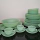 Rare 1950s Fire-King Jadeite "Jane Ray" Dinner & Coffee Service - 32-Pieces