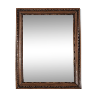 Grand miroir ancien 65cm, cadre en bois sculpté