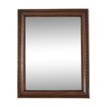 Grand miroir ancien 65cm, cadre en bois sculpté