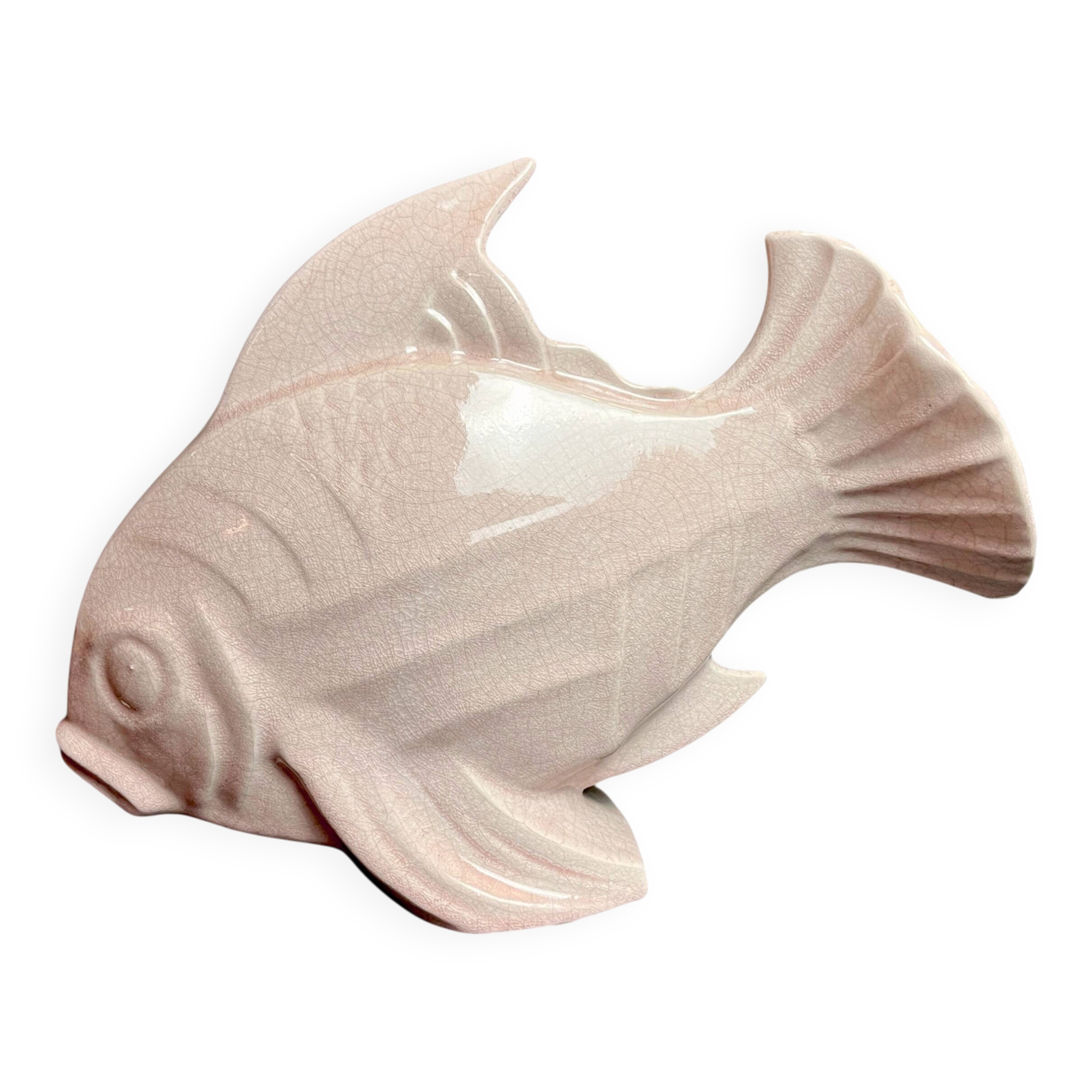 Art Deco, crackled ceramic fish Le Jan circa 1940