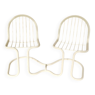 70s tubular garden bench