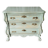 Curved patinated chest of drawers