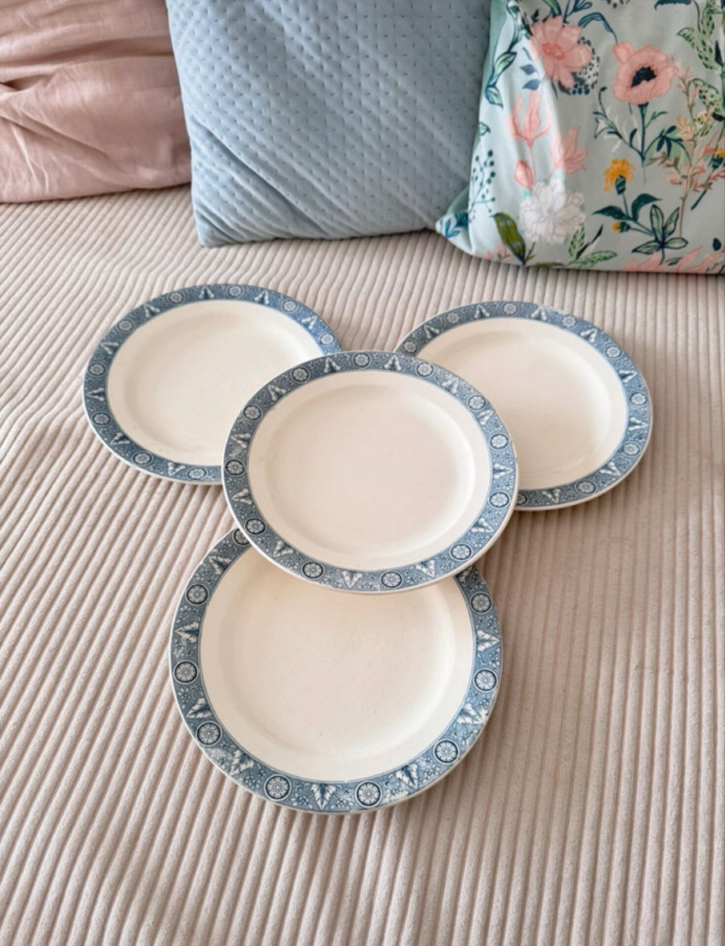 Lot de 4 belles assiettes plates en terre de fer
