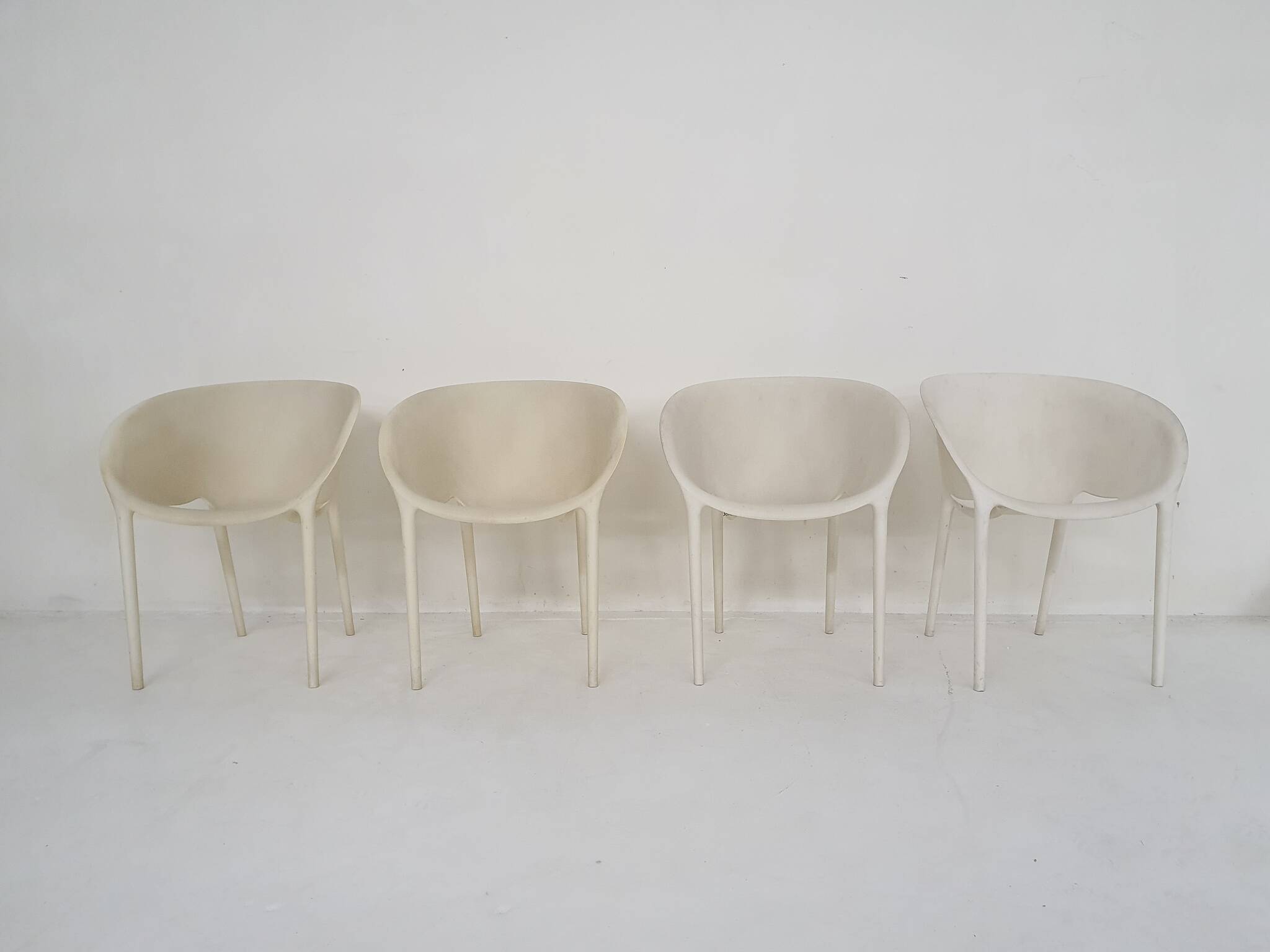 Set of 4 "Soft Egg" chairs by Philippe Starck for Driade, Italy