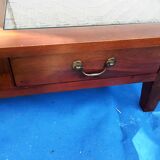Walnut and rattan coffee table