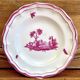 6 old Gien soup plates, pink landscape, 1938/1960
