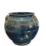 Raku Large Enamelled Ceramic Basin with Anthropomorphic Sockets