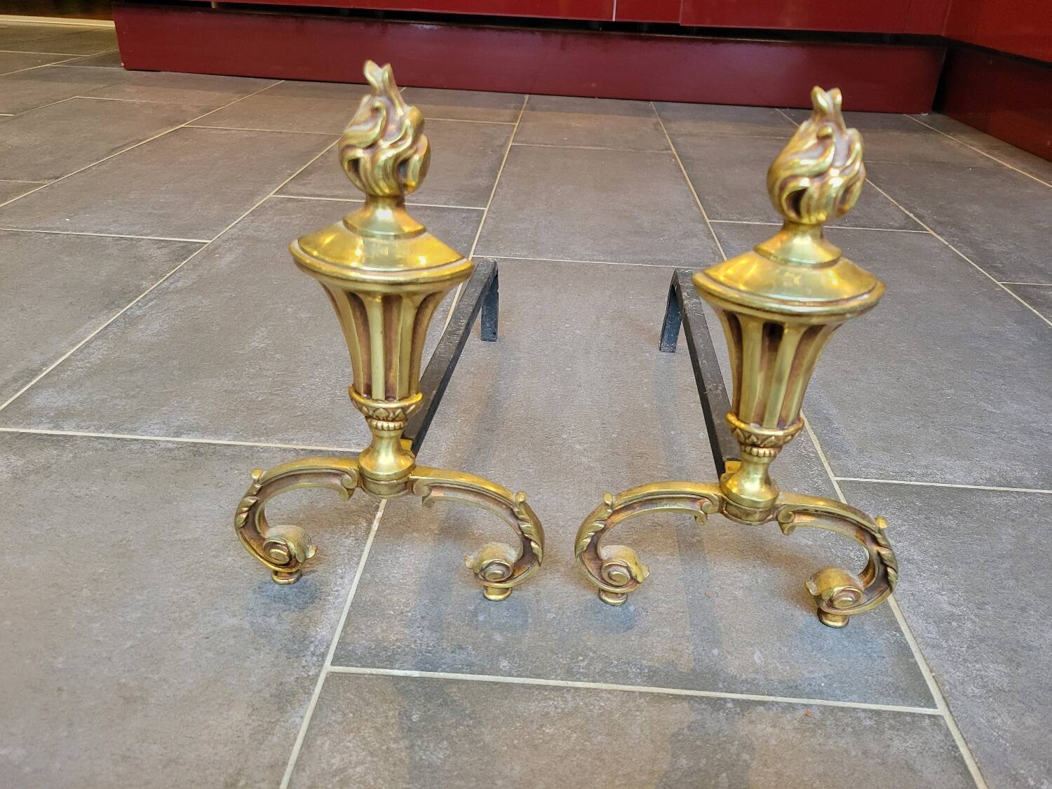Gilded bronze andirons