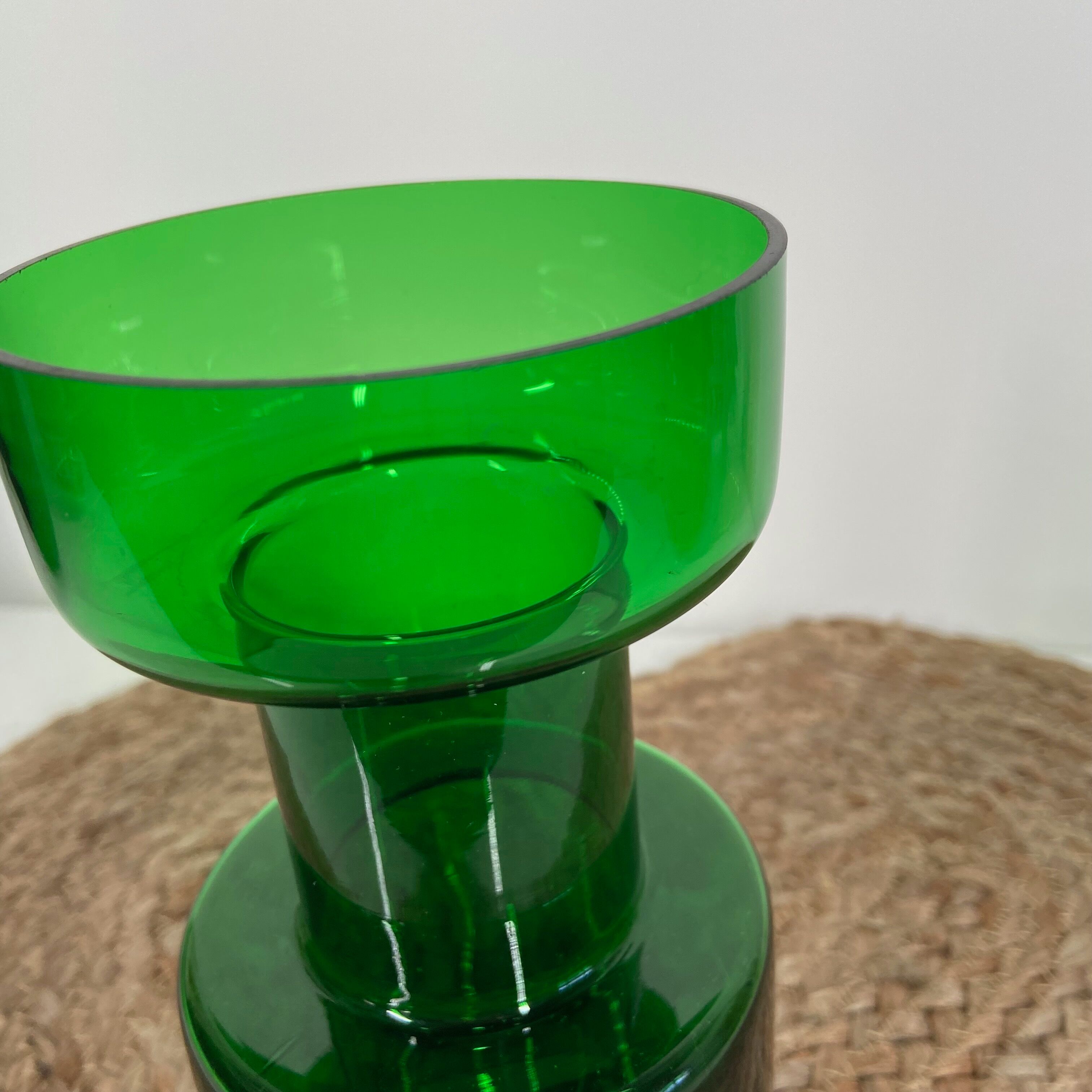 Green colored glass vase