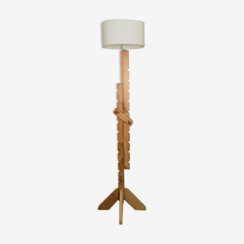 Floor lamp with solid beech wood system vintage design