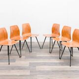 Set of 6 Pagholz chairs in a two-tone design, Pag Presswerke edition.