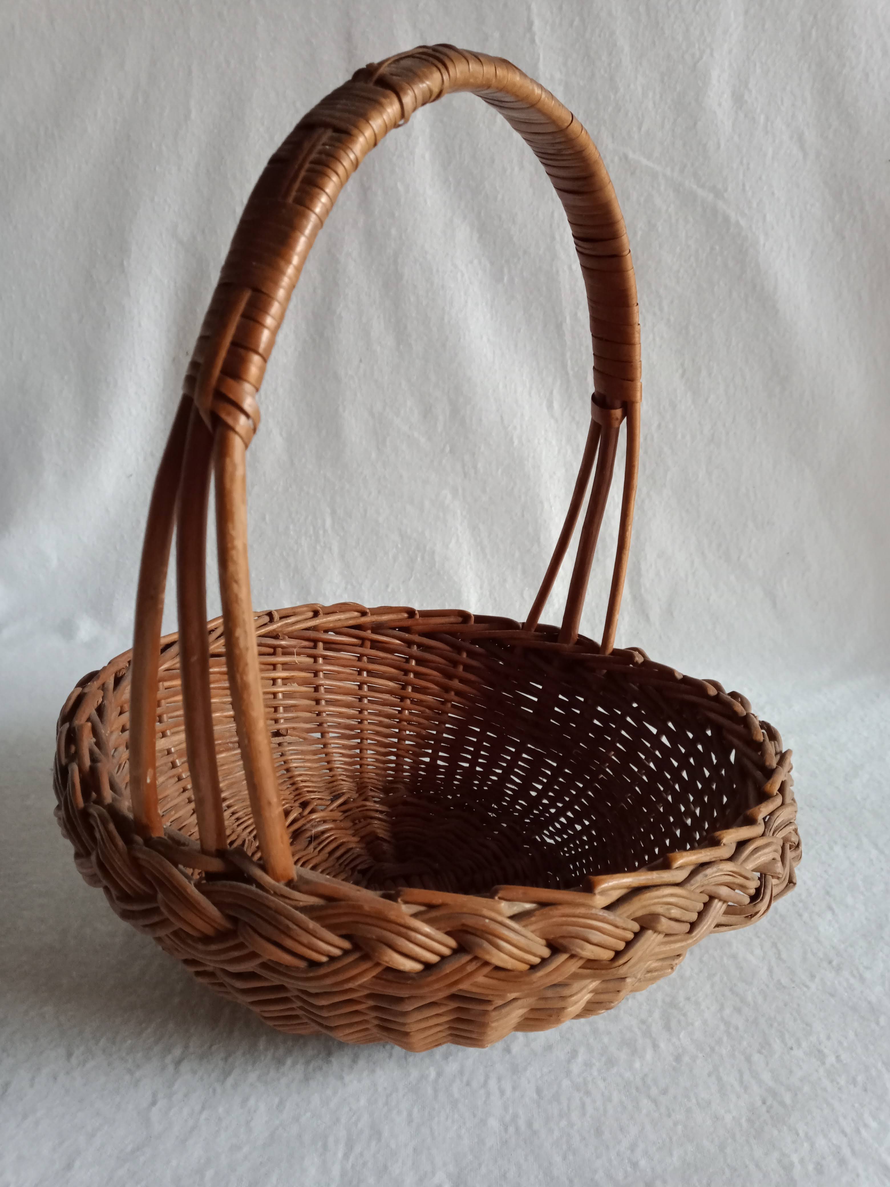 Old basket in braided wicker
