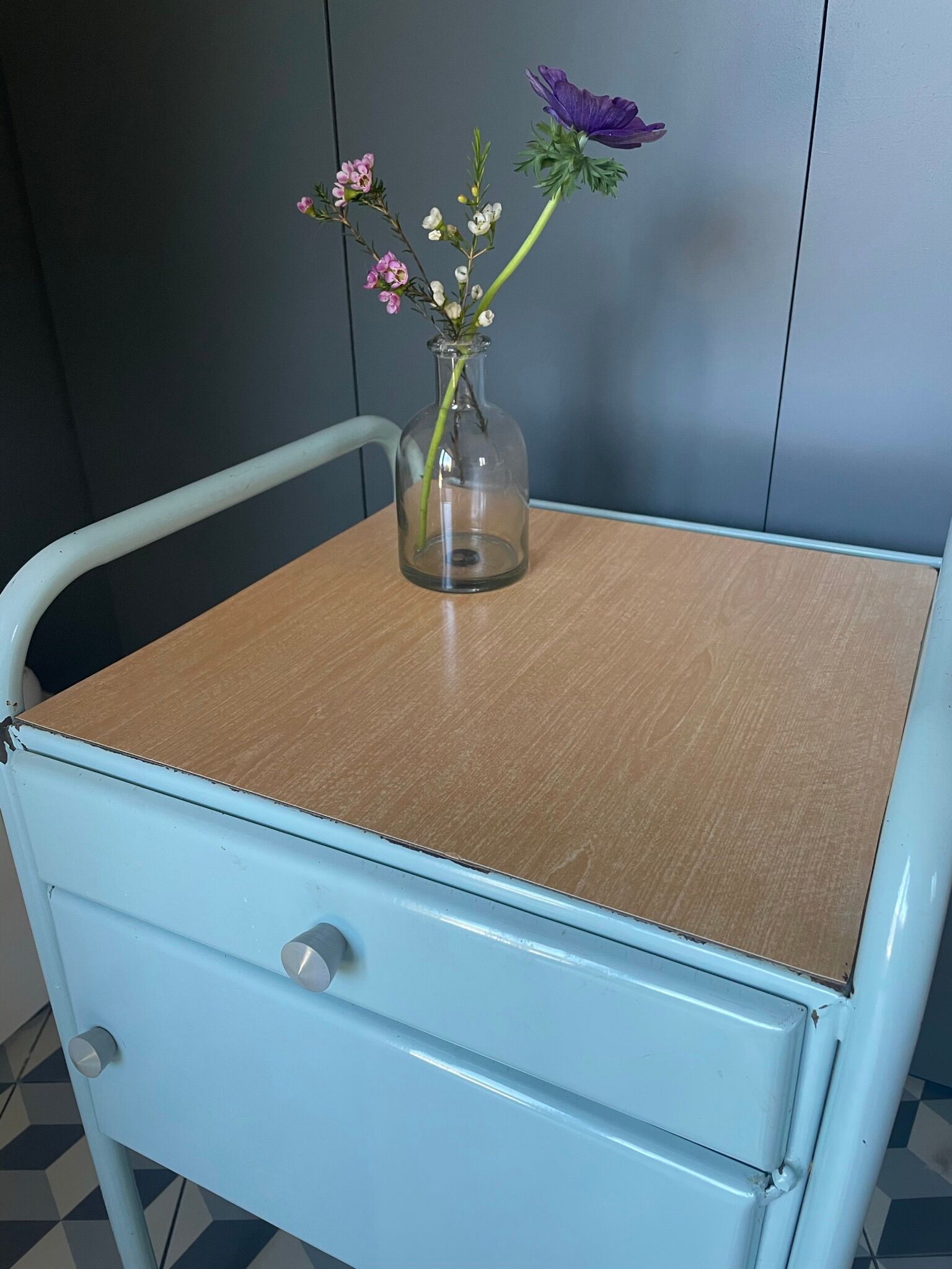 Metal boarding school/convent bedside